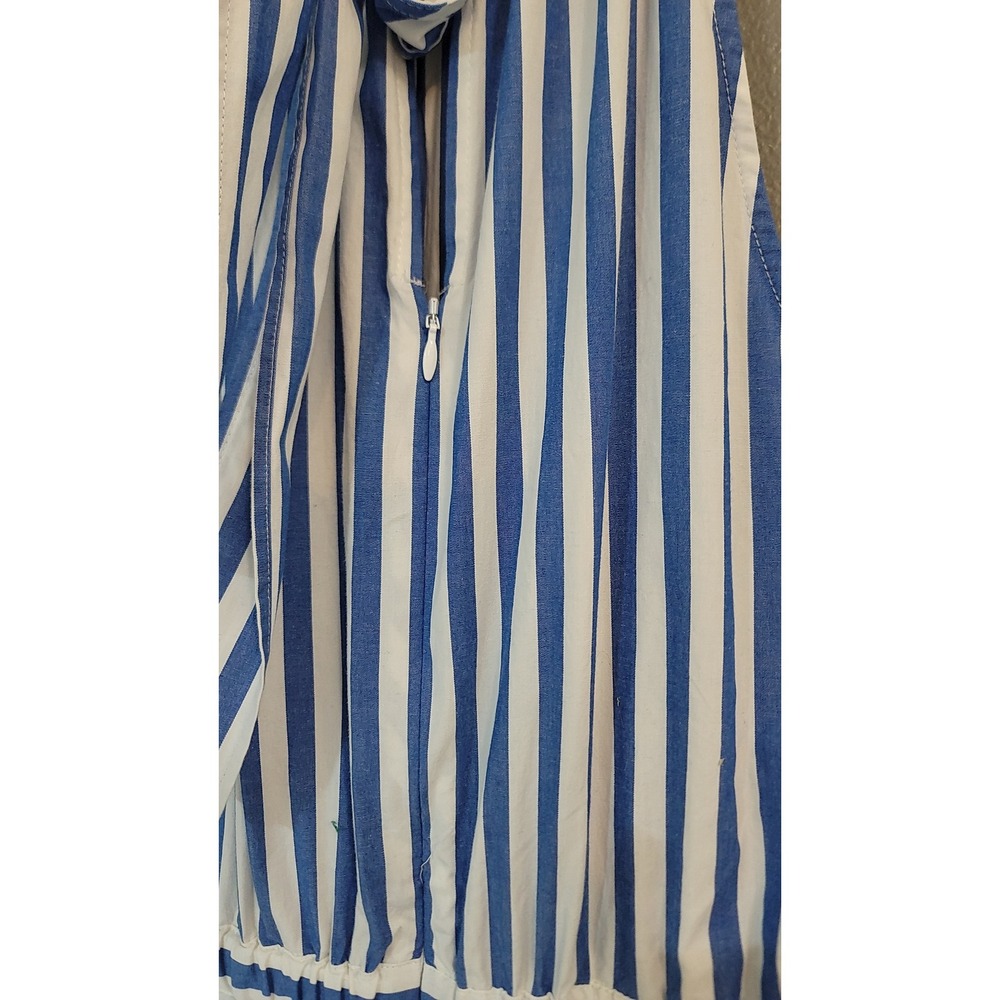 J.Crew Striped‎ Halter Jumpsuit Blue White Tie Neck Wide Leg Size 8 - Picture 7 of 9
